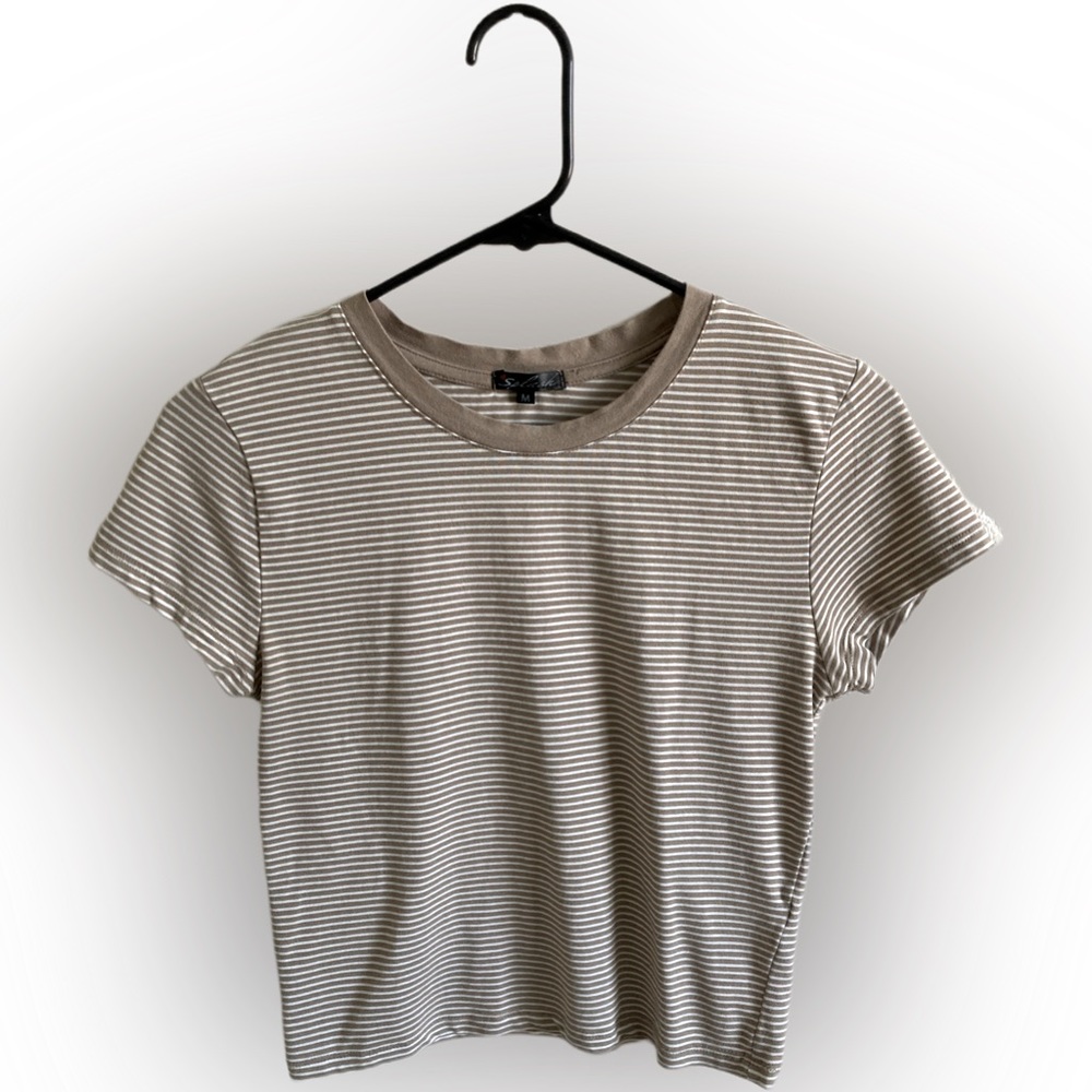 Brown & White Striped T-Shirt